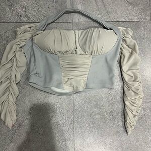 Fashion Nova Gray Ruched Crop Top